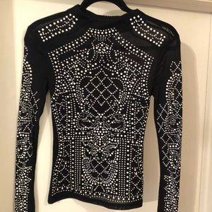 Black Long Sleeve Embellished top